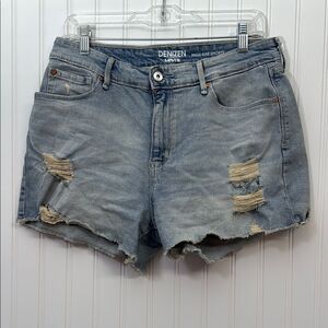 Denizen from Levi's Women's High Rise Distressed Denim Shorts Blue Rips Size 10